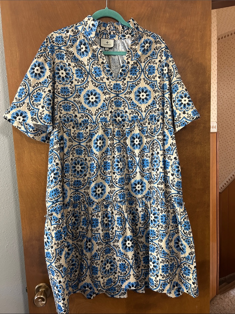 Blue print mini dress